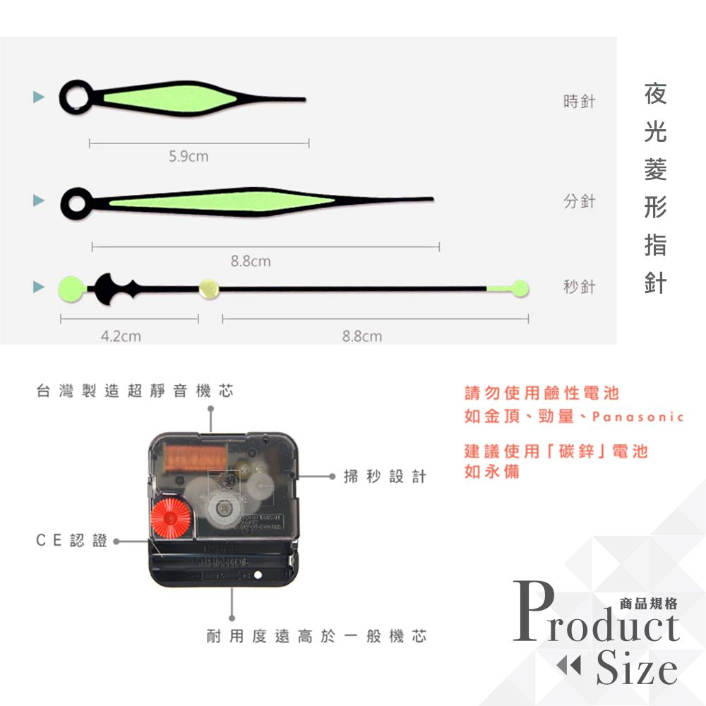 6mm時鐘機芯指針 7款任選 超靜音 台製太陽牌